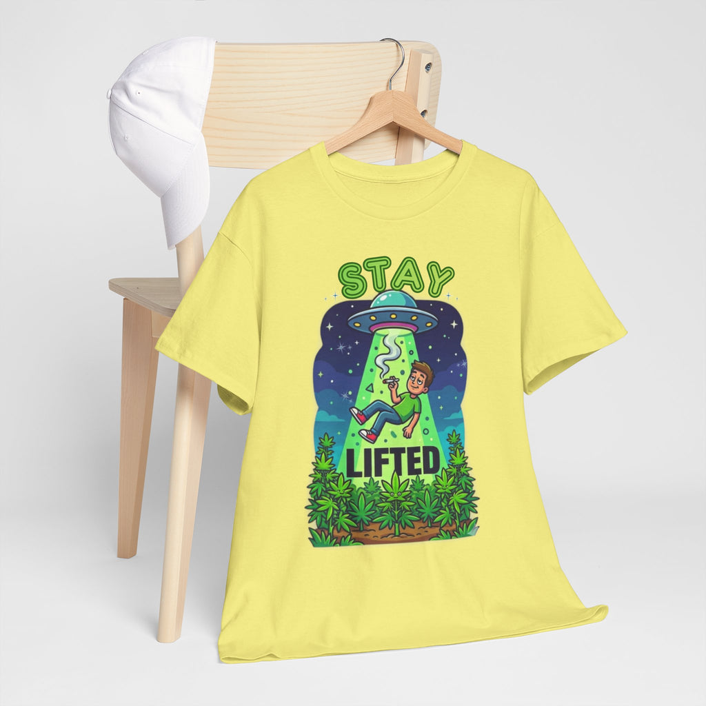 Stay Lifted Retro UFO Cannabis Tee — Alien Stoner Graphic Shirt