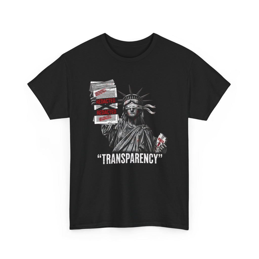 Statue of Liberty 'TRANSPARENCY' T-Shirt | Distressed, Redacted Political Graphic Tee
