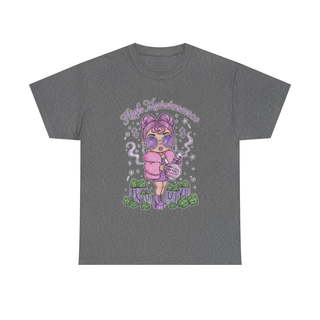 Funny High Maintenance Stoner Unisex Tee, Shopping Graphic Shirt for Men and Women, Hippie Gift, Humorous Tee, Cotton T-Shirt