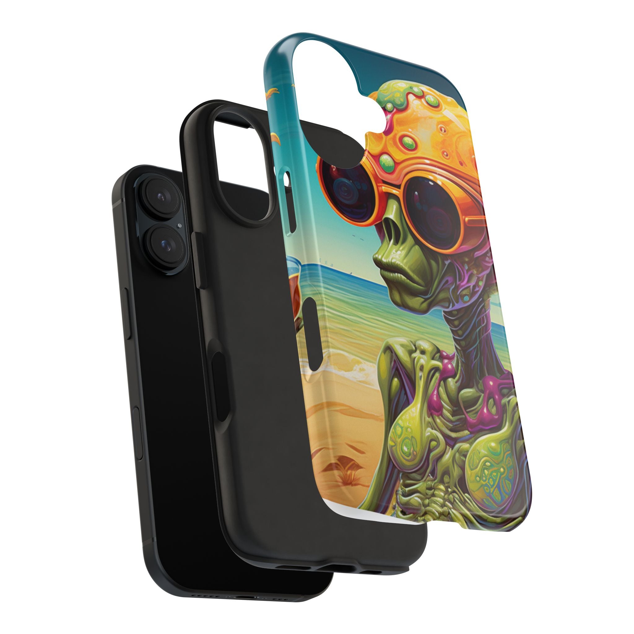 Alien Beach Vibes Phone Case, Tough Phone Case, Cool Phone Accessories, Gift for Alien Lovers, Summer Theme Case, Unique Phone Cover