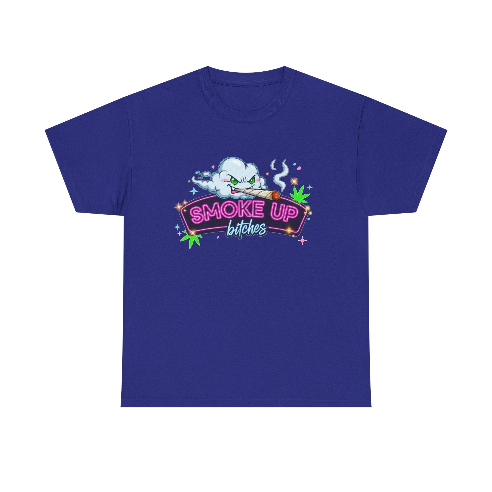 Smoke Up Bitches Retro Neon Cannabis Tee