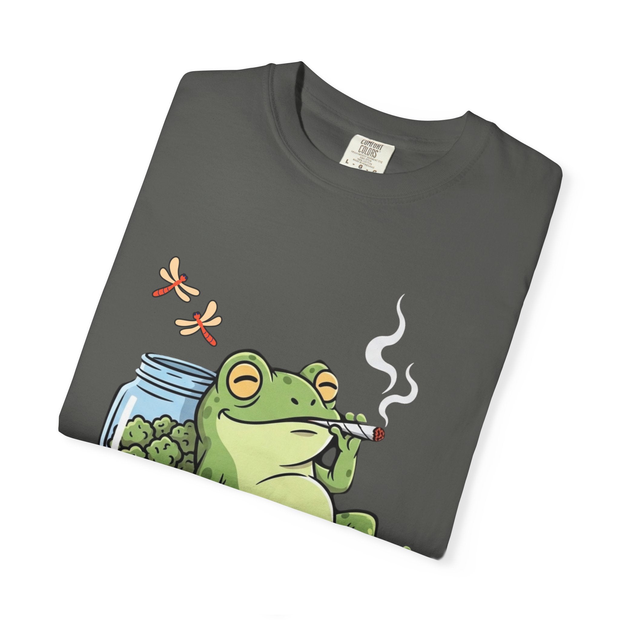 Unbothered Smoking Frog T-shirt | Relaxed Stoner Frog Graphic Tee