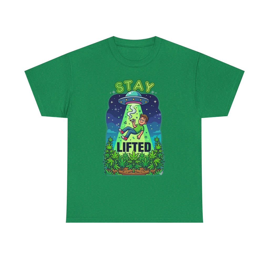 Stay Lifted Retro UFO Cannabis Tee — Alien Stoner Graphic Shirt