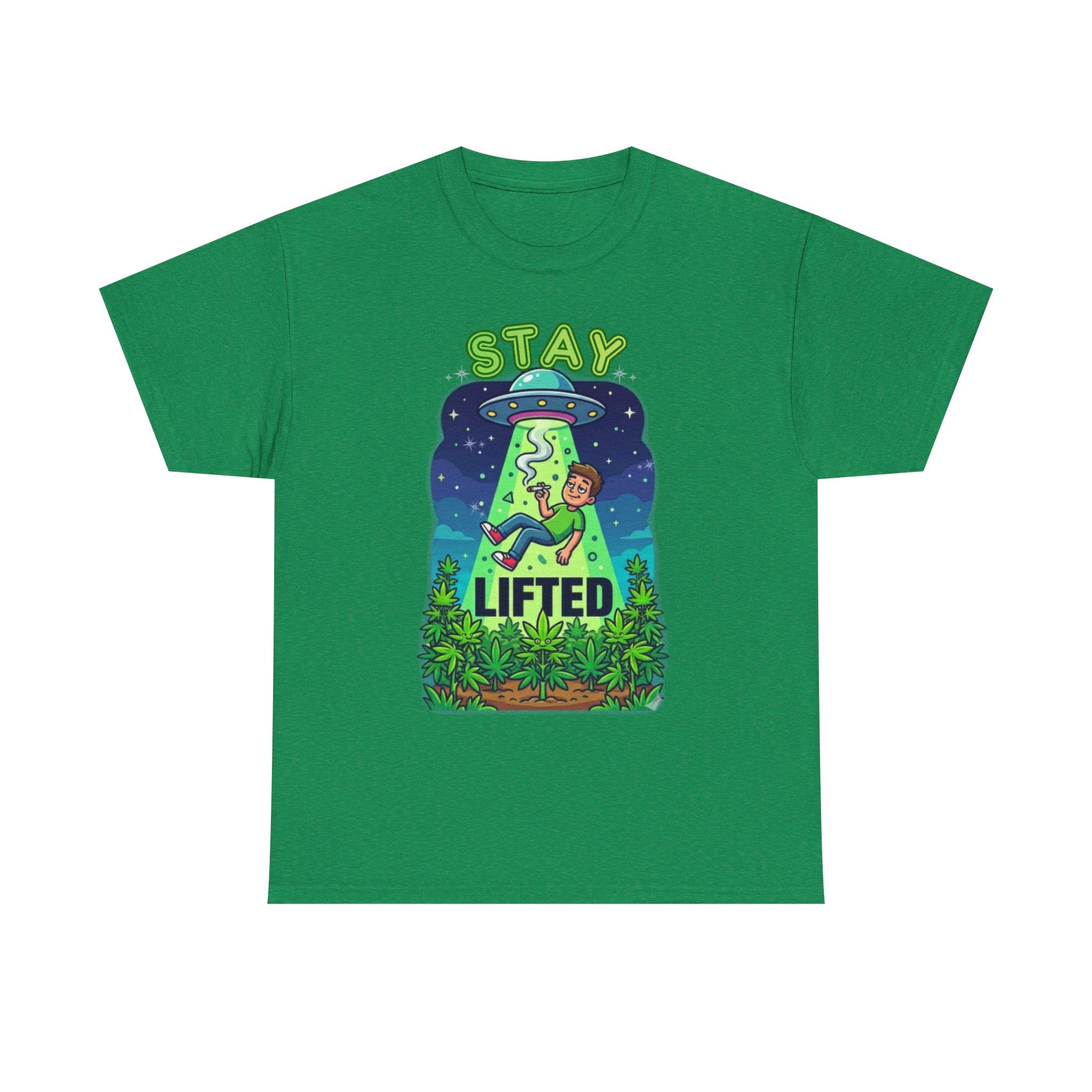 Stay Lifted Retro UFO Cannabis Tee — Alien Stoner Graphic Shirt