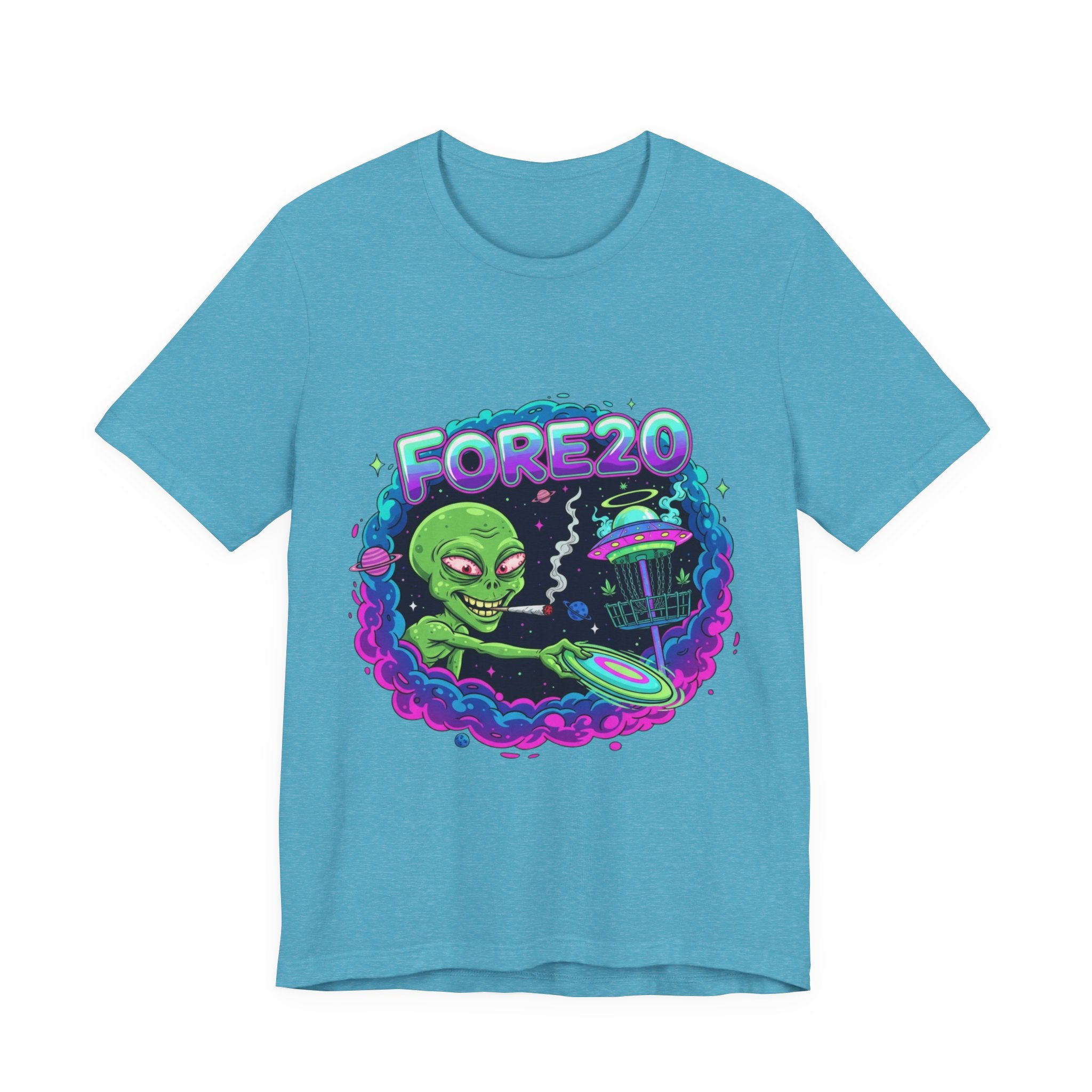 Stoner Alien Disc Golf Tee, UFO T-Shirt, Fun Casual Wear, Gift for Space Lovers, Sci-Fi Fan Apparel, Dunny 420 Frolph Shirt