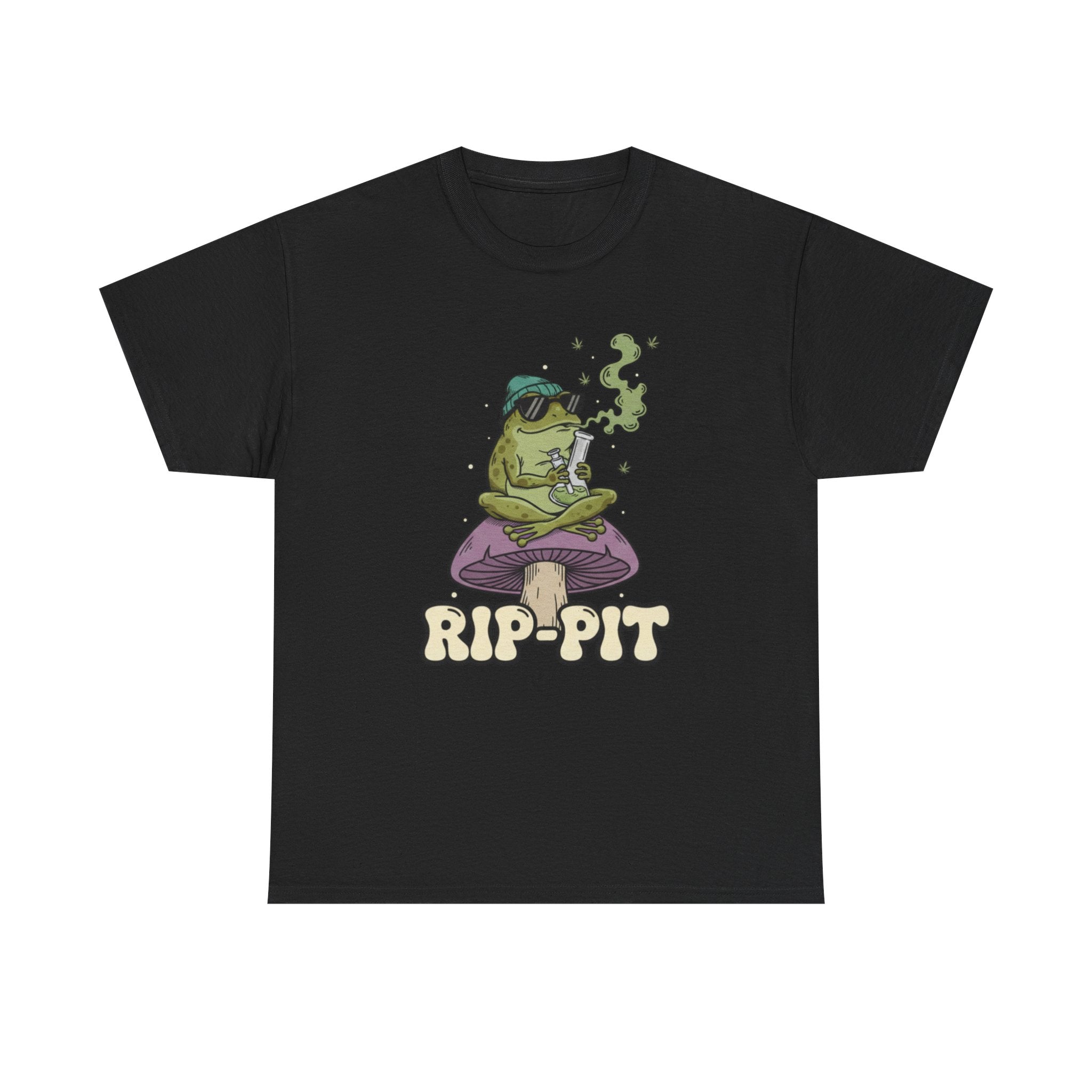 RIP-PIT Frog Smoking Pipe Tee | Chill Cartoon Graphic T-Shirt