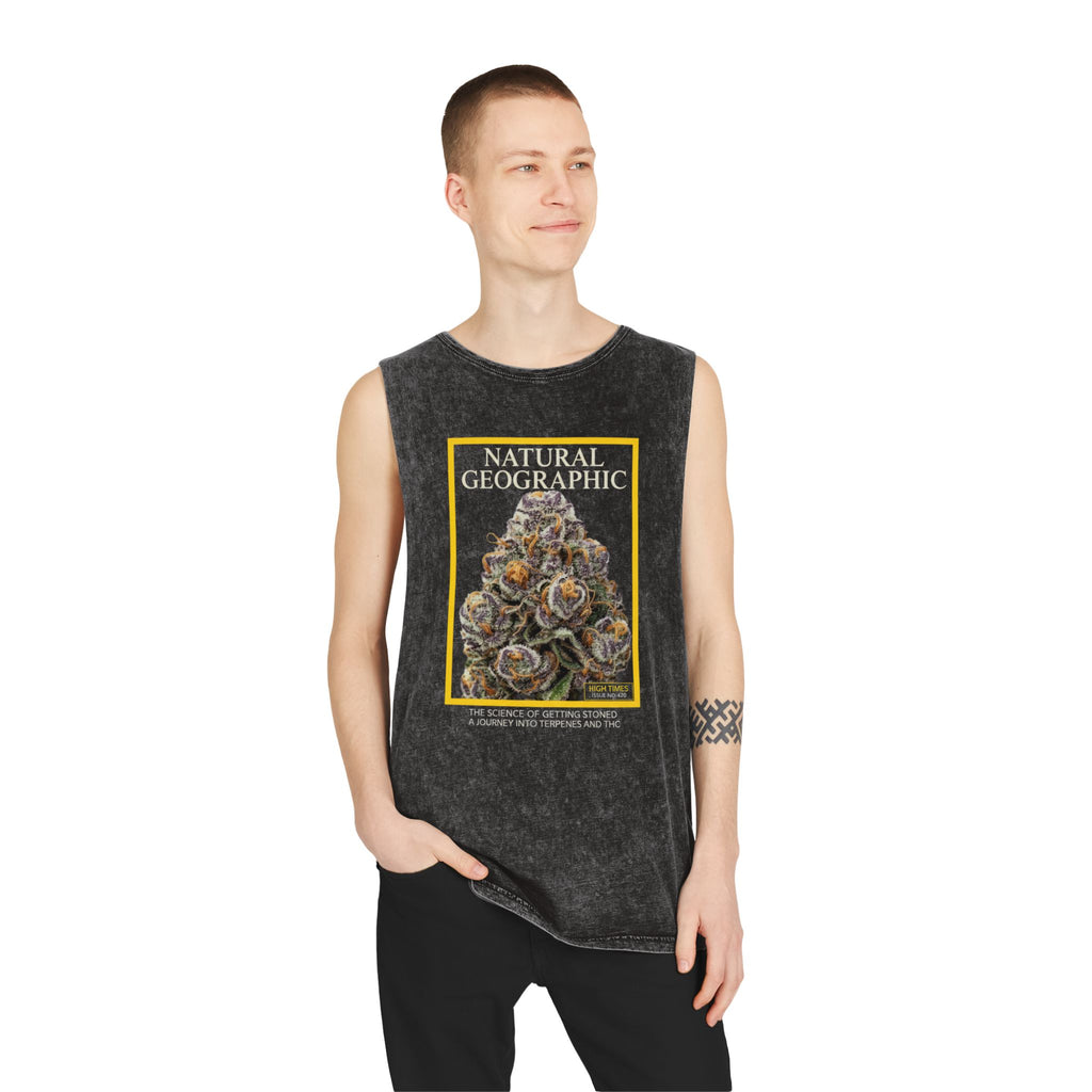 Natural Geographic Bud Tank Top — Stonewash Graphic Muscle Tee