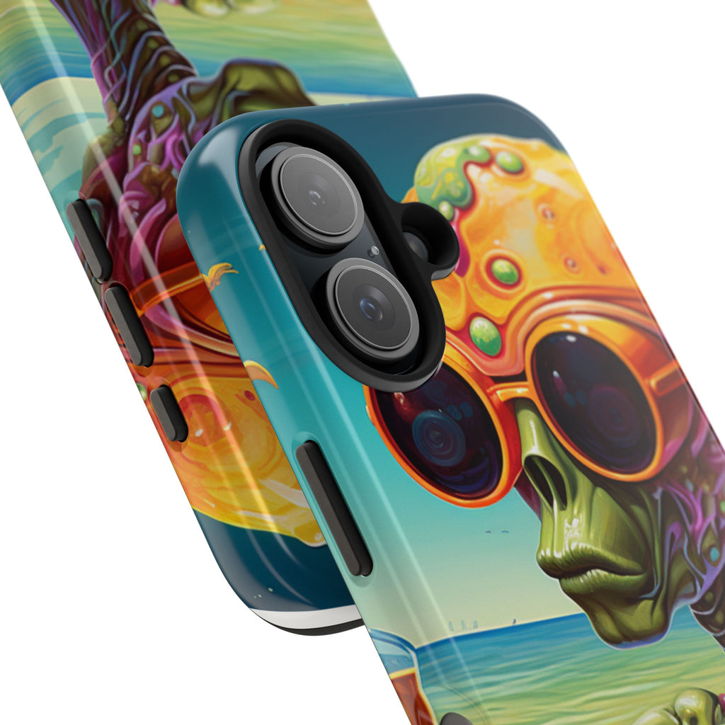 Alien Beach Vibes Phone Case, Tough Phone Case, Cool Phone Accessories, Gift for Alien Lovers, Summer Theme Case, Unique Phone Cover