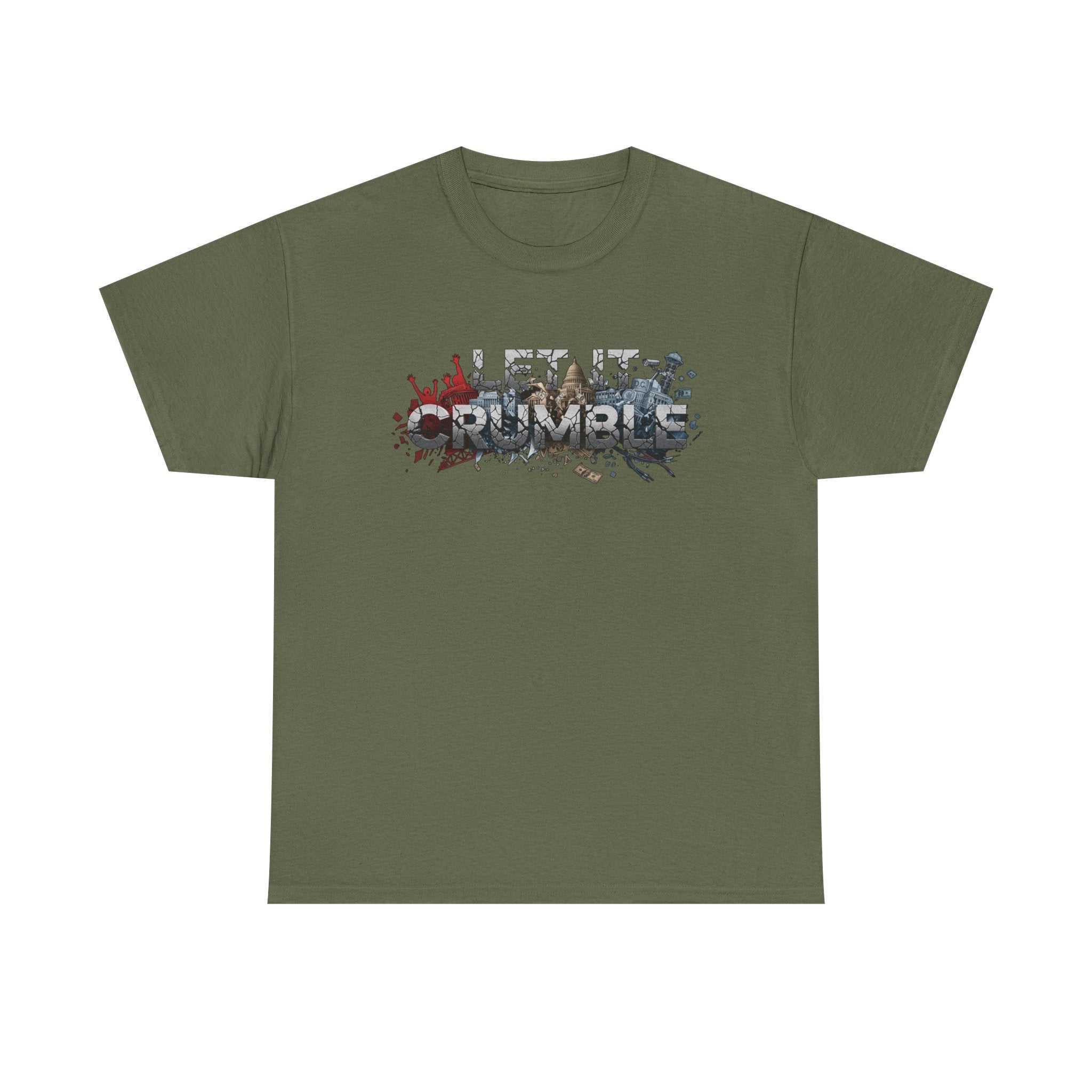 Crumble Text Grunge Broken Lettering Tee | Rust Orange Protest Conspiracy