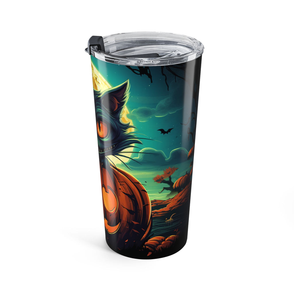 Halloween Cat Tumbler 20oz, Spooky Travel Mug, Autumn Drinkware, Pumpkin Party Cup, Trick or Treat Gift