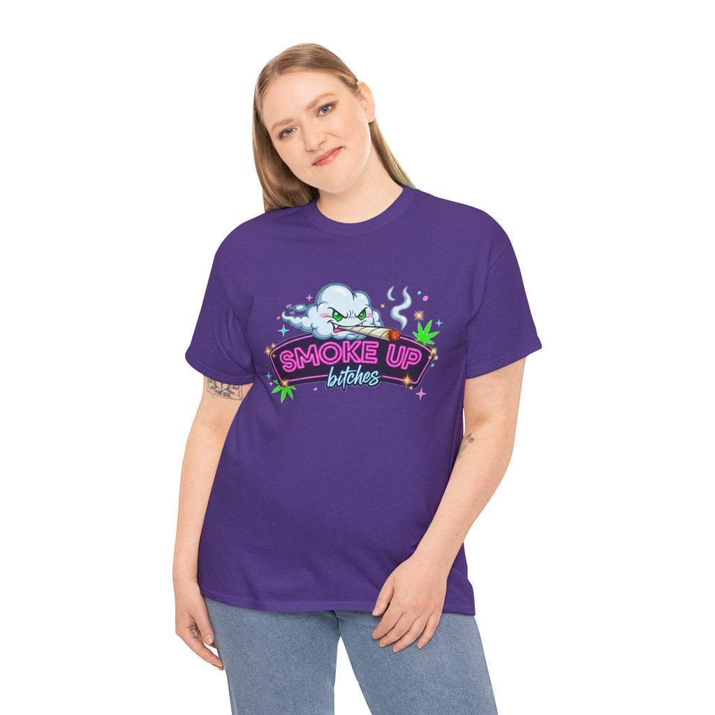 Smoke Up Bitches Retro Neon Cannabis Tee
