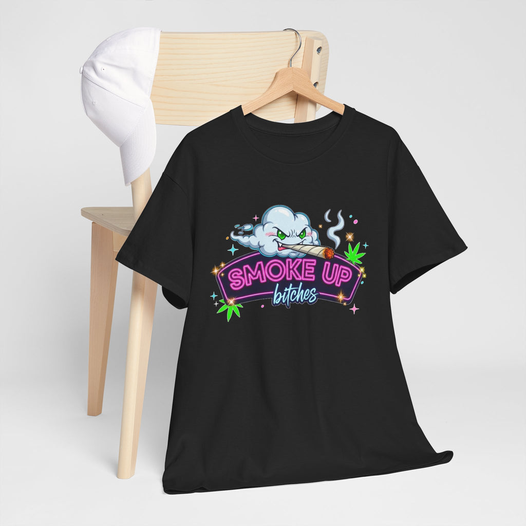 Smoke Up Bitches Retro Neon Cannabis Tee