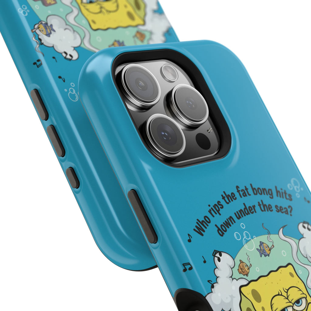 Cartoon Sponge Character with Surfboard & Beach Bong Art- Magnetic Impact-Resistant Phone Case for iPhone & Android