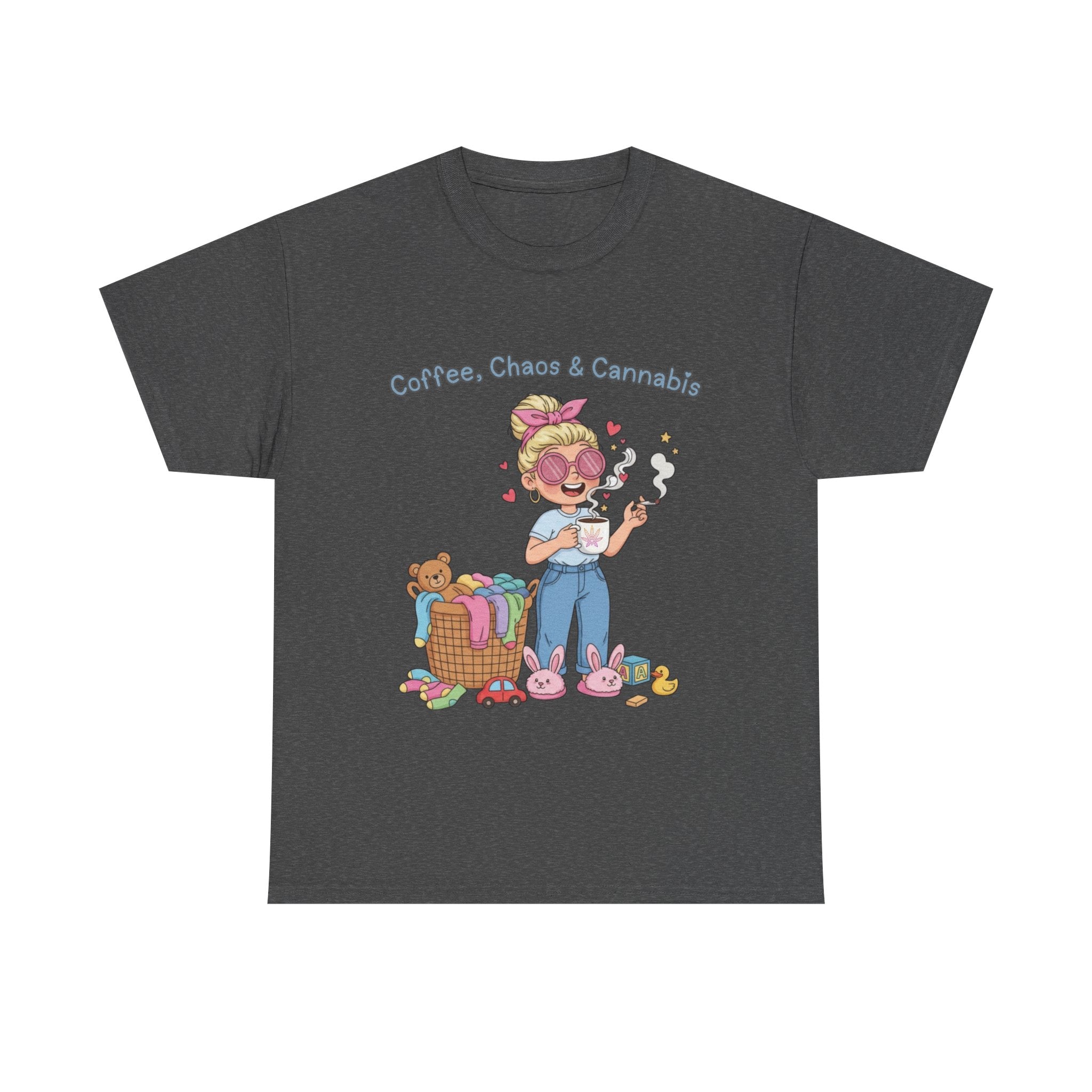 Coffee, Chaos & Herb Unisex Tee | Funny Stoner Mom Shirt