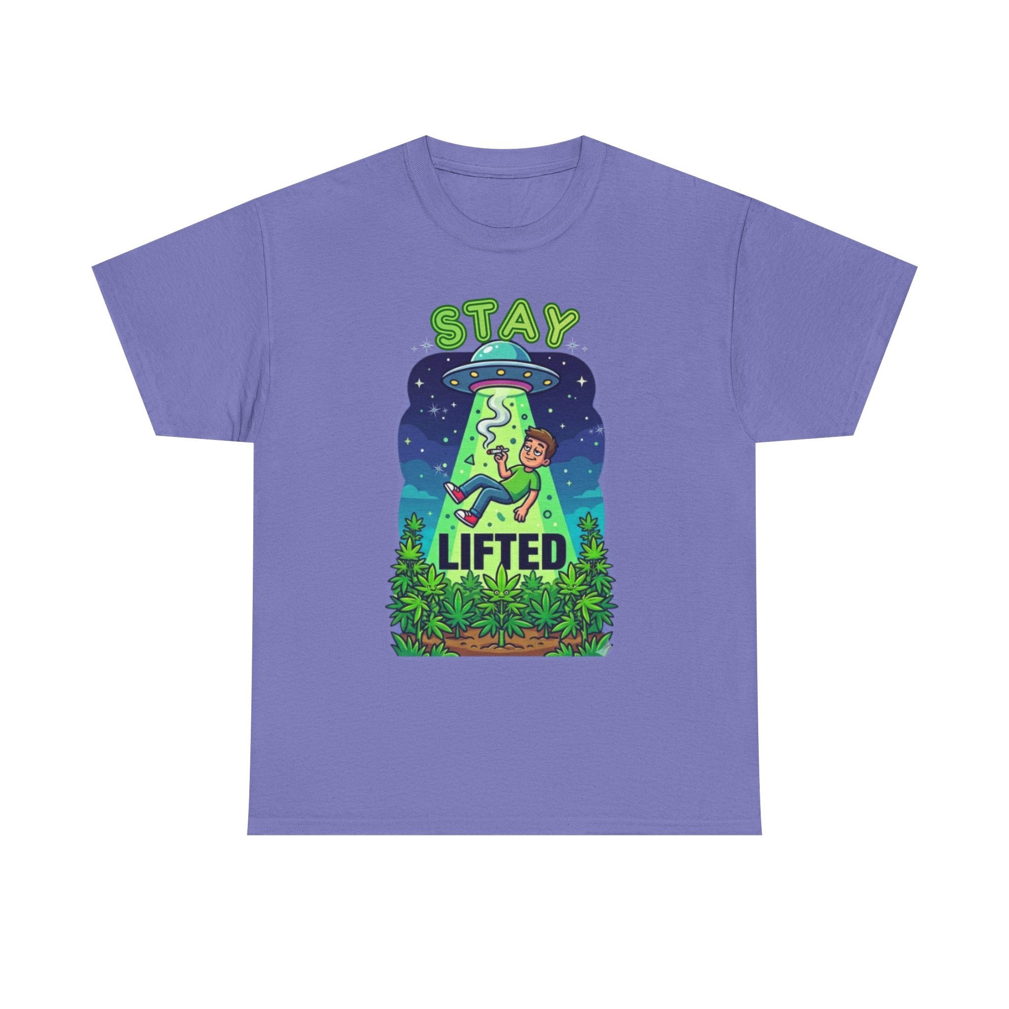 Stay Lifted Retro UFO Cannabis Tee — Alien Stoner Graphic Shirt