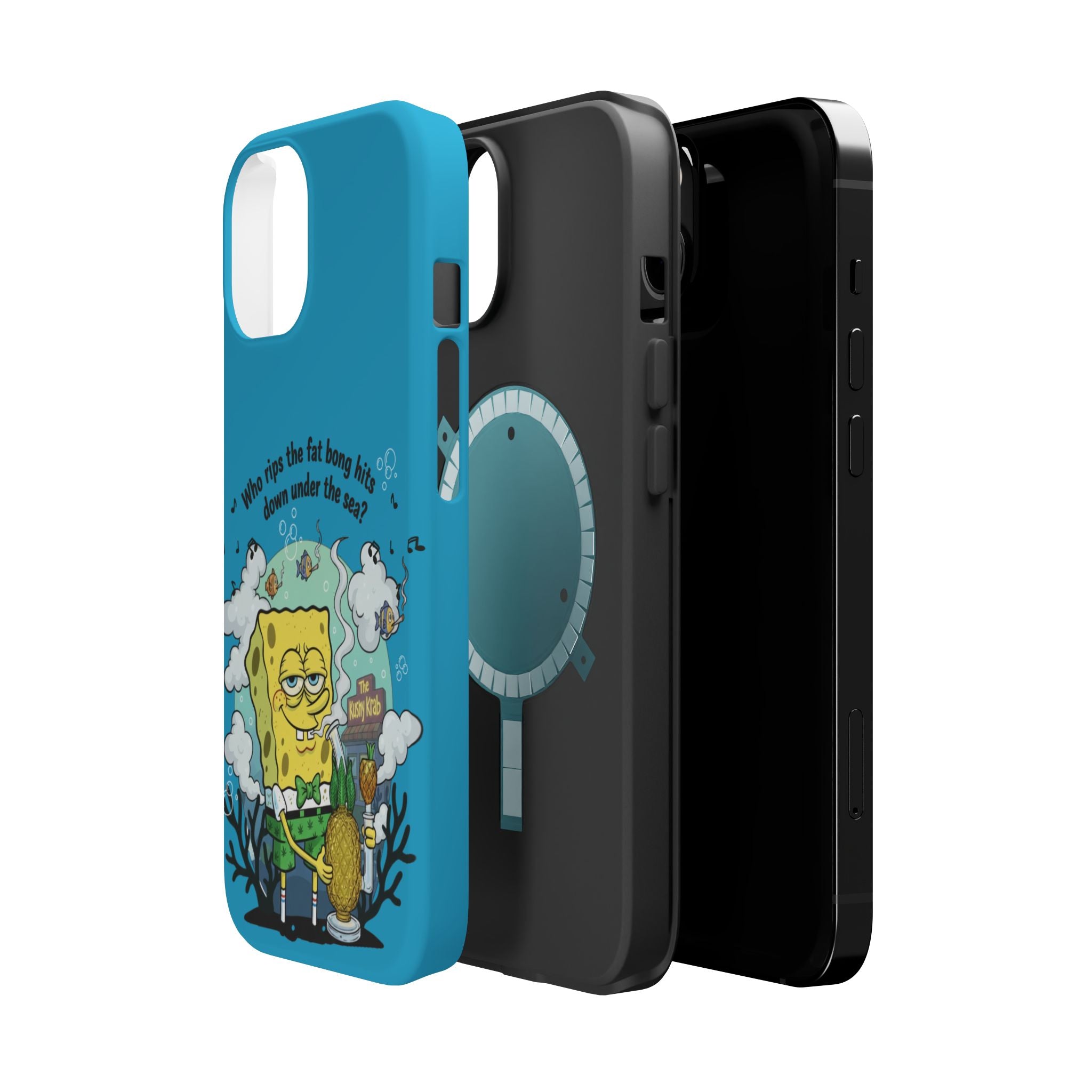 Cartoon Sponge Character with Surfboard & Beach Bong Art- Magnetic Impact-Resistant Phone Case for iPhone & Android