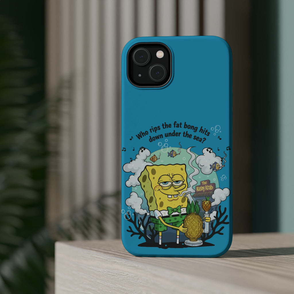 Cartoon Sponge Character with Surfboard & Beach Bong Art- Magnetic Impact-Resistant Phone Case for iPhone & Android