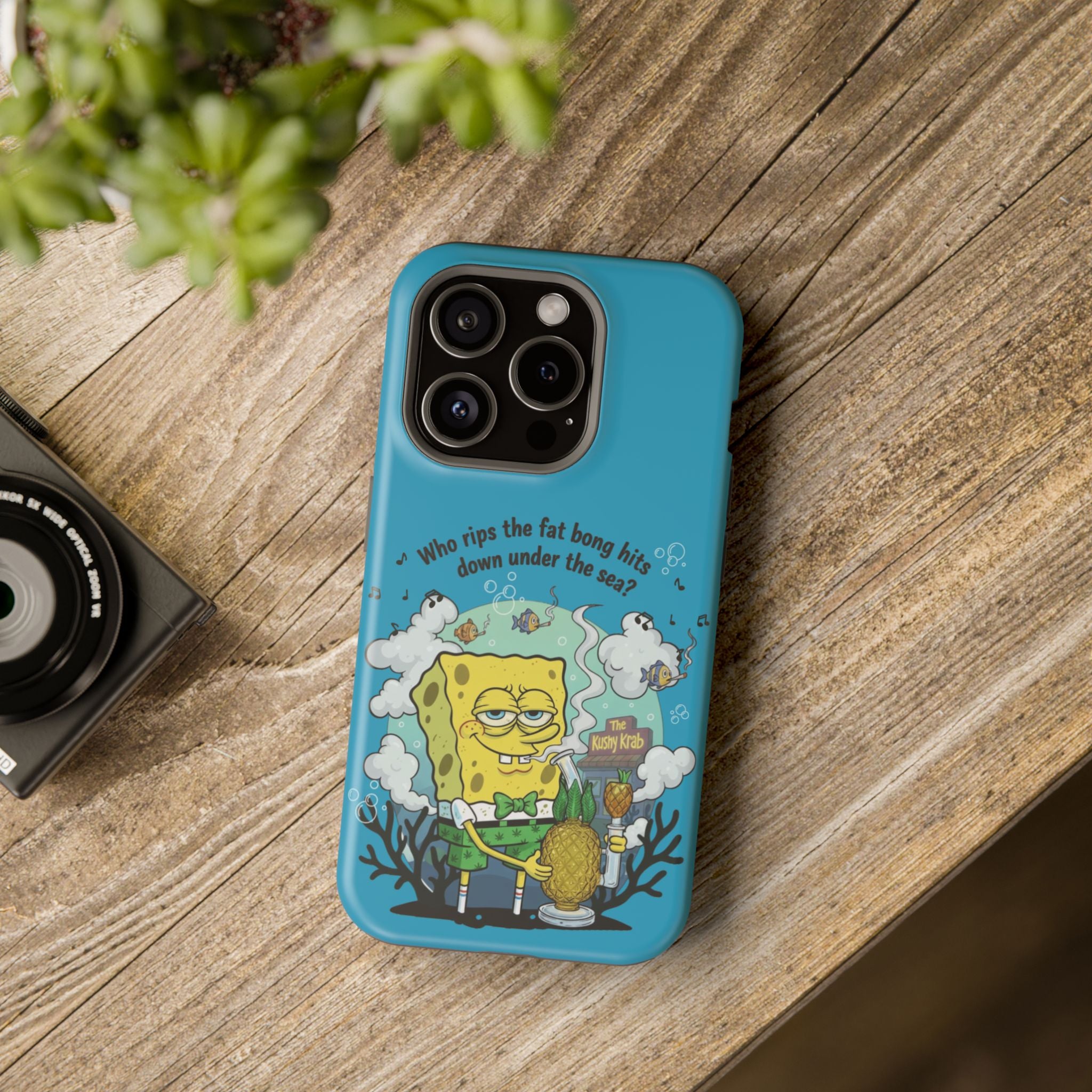 Cartoon Sponge Character with Surfboard & Beach Bong Art- Magnetic Impact-Resistant Phone Case for iPhone & Android