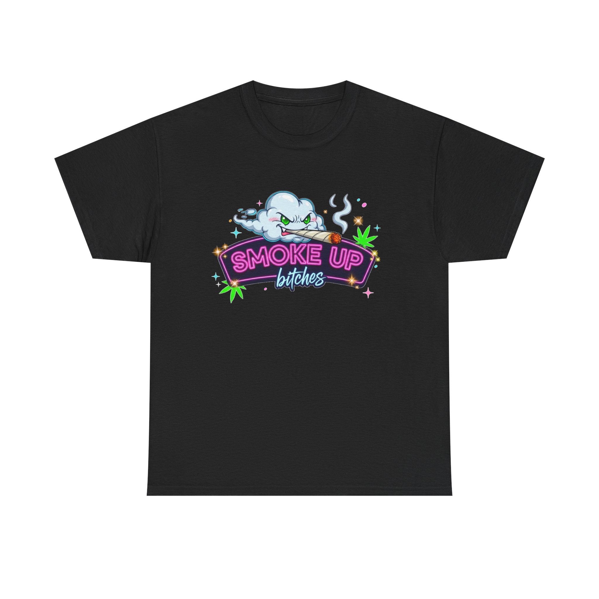 Smoke Up Bitches Retro Neon Cannabis Tee