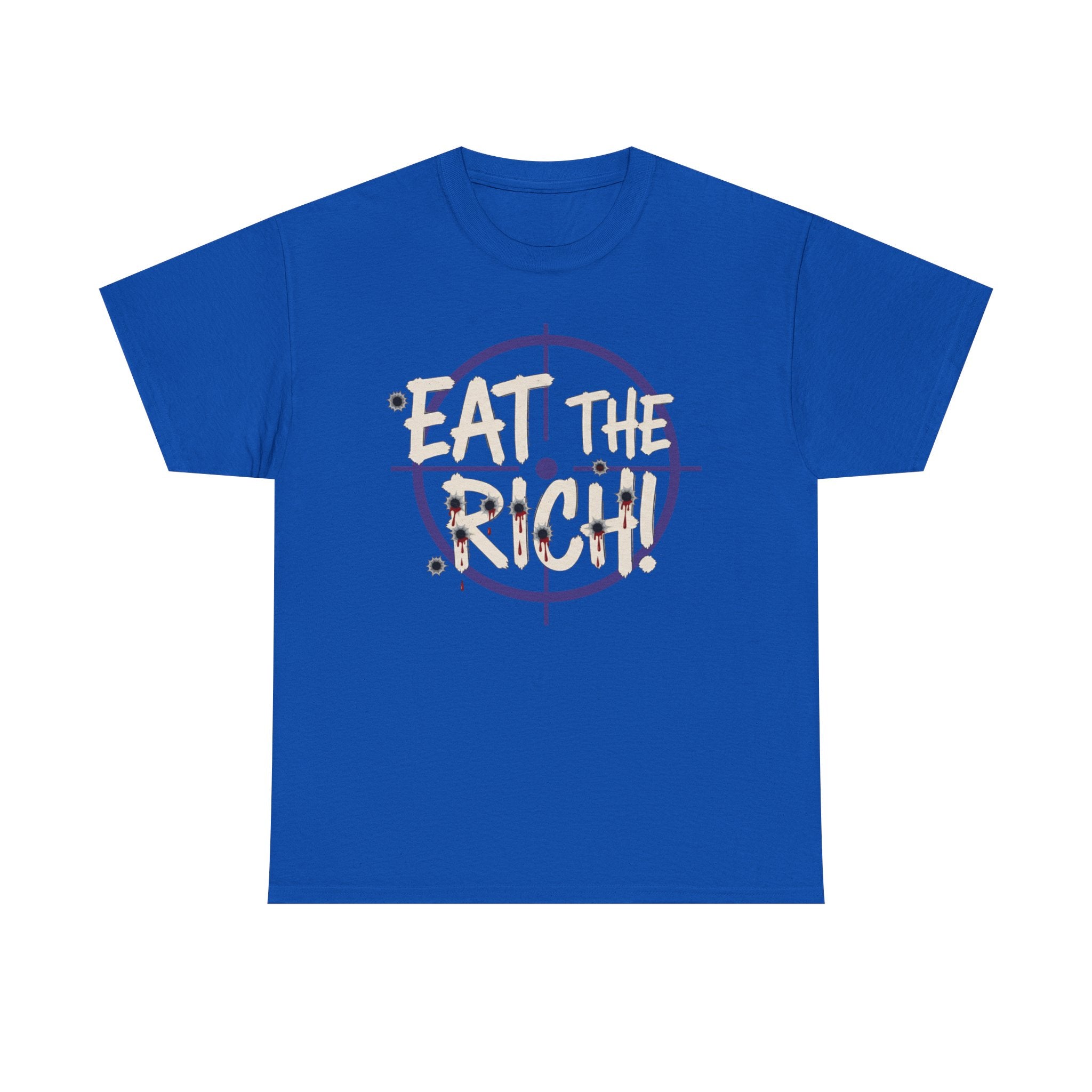 Eat The Rich punk slogan tee | distressed graffiti design, conspiracy