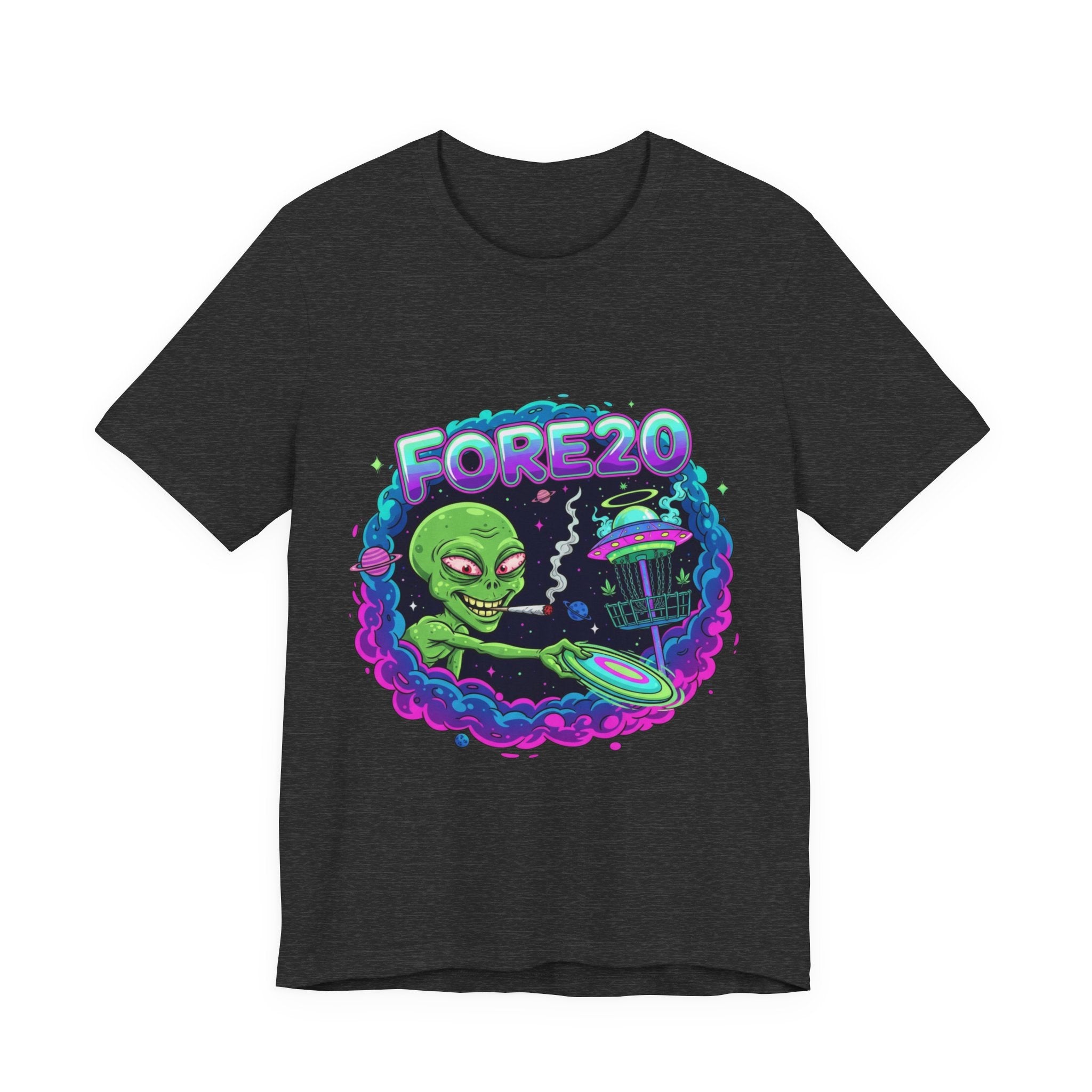 Stoner Alien Disc Golf Tee, UFO T-Shirt, Fun Casual Wear, Gift for Space Lovers, Sci-Fi Fan Apparel, Dunny 420 Frolph Shirt