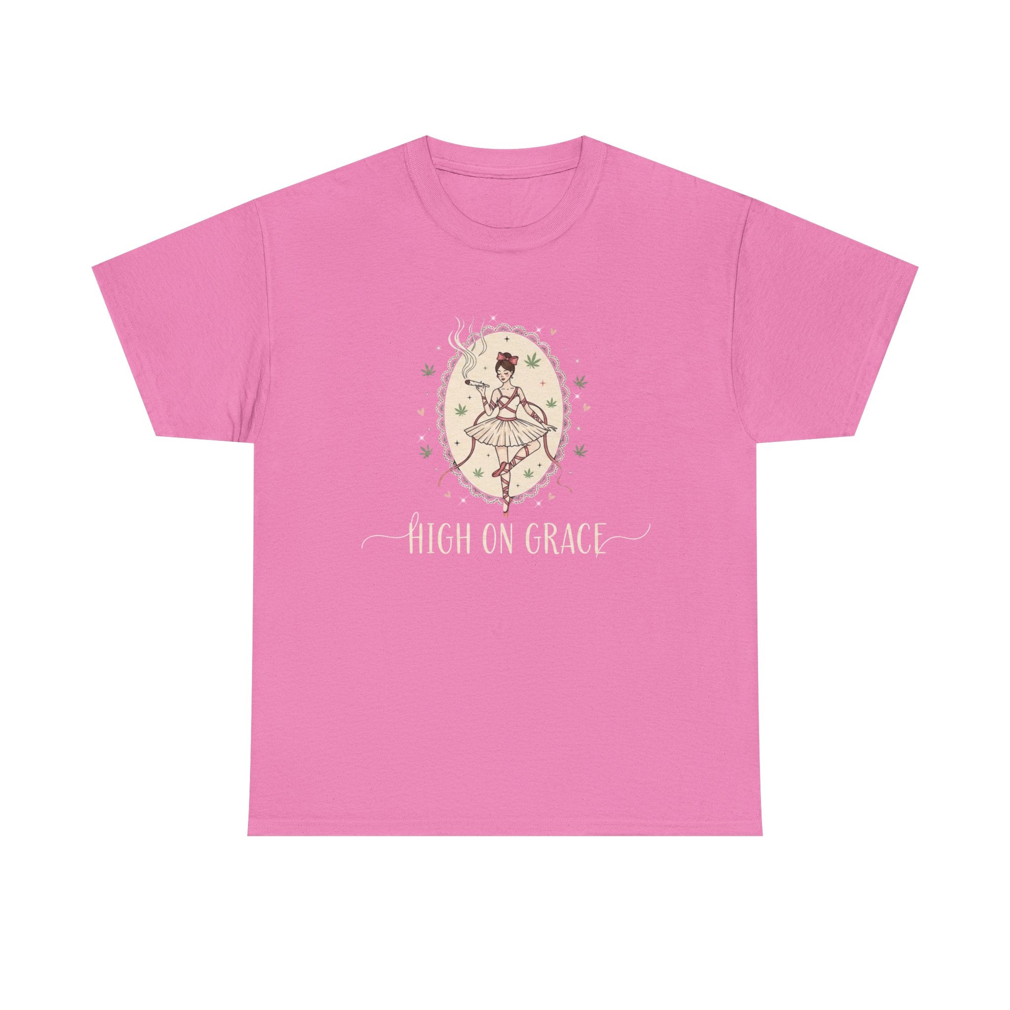 High on Grace Ballerina Illustration Tee Vintage Floral Croquette Style Stoner Shirt