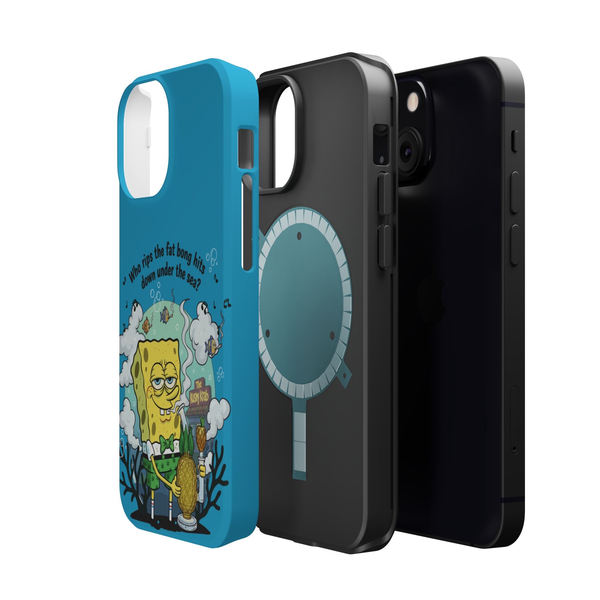 Cartoon Sponge Character with Surfboard & Beach Bong Art- Magnetic Impact-Resistant Phone Case for iPhone & Android