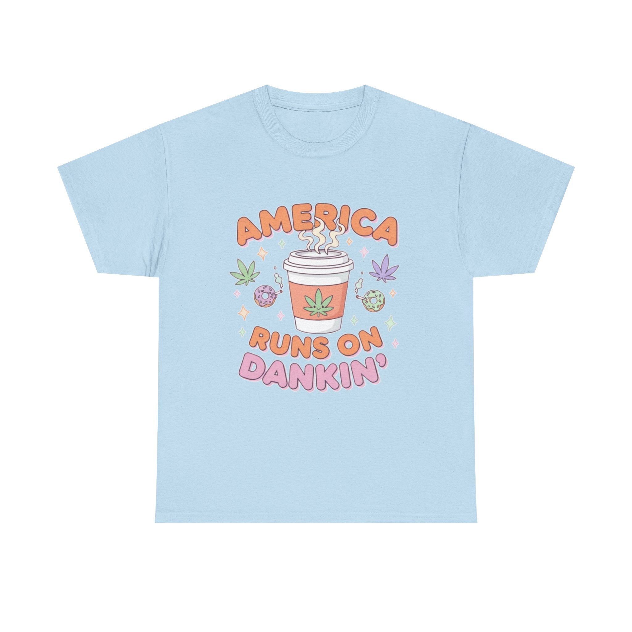 America Runs on Dankin'- Herb Leaf Graphic Tee | Funny Stoner Parody