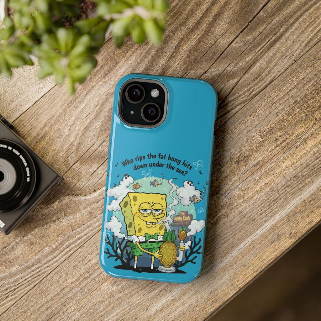 Cartoon Sponge Character with Surfboard & Beach Bong Art- Magnetic Impact-Resistant Phone Case for iPhone & Android