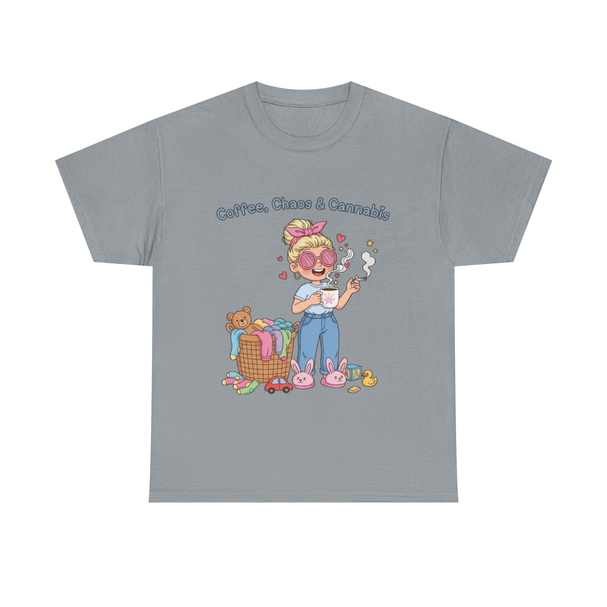 Coffee, Chaos & Herb Unisex Tee | Funny Stoner Mom Shirt