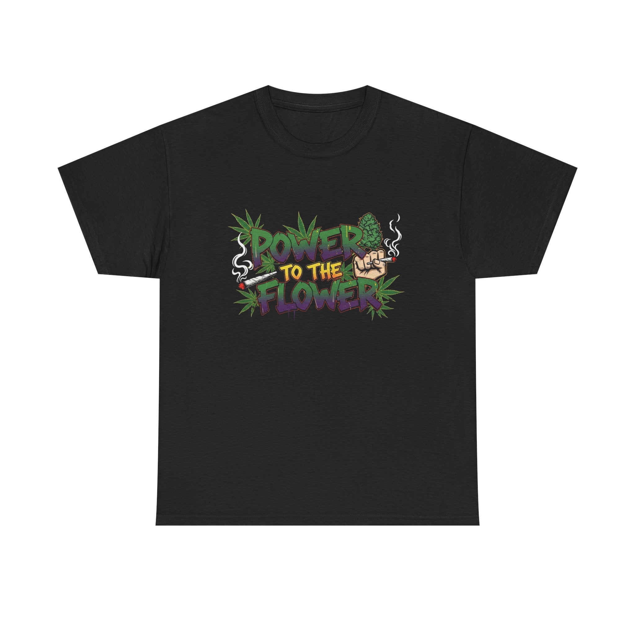 Power to the Flowers Tee | Stoner Conspiracy- Retro Graffiti 420 Leaf