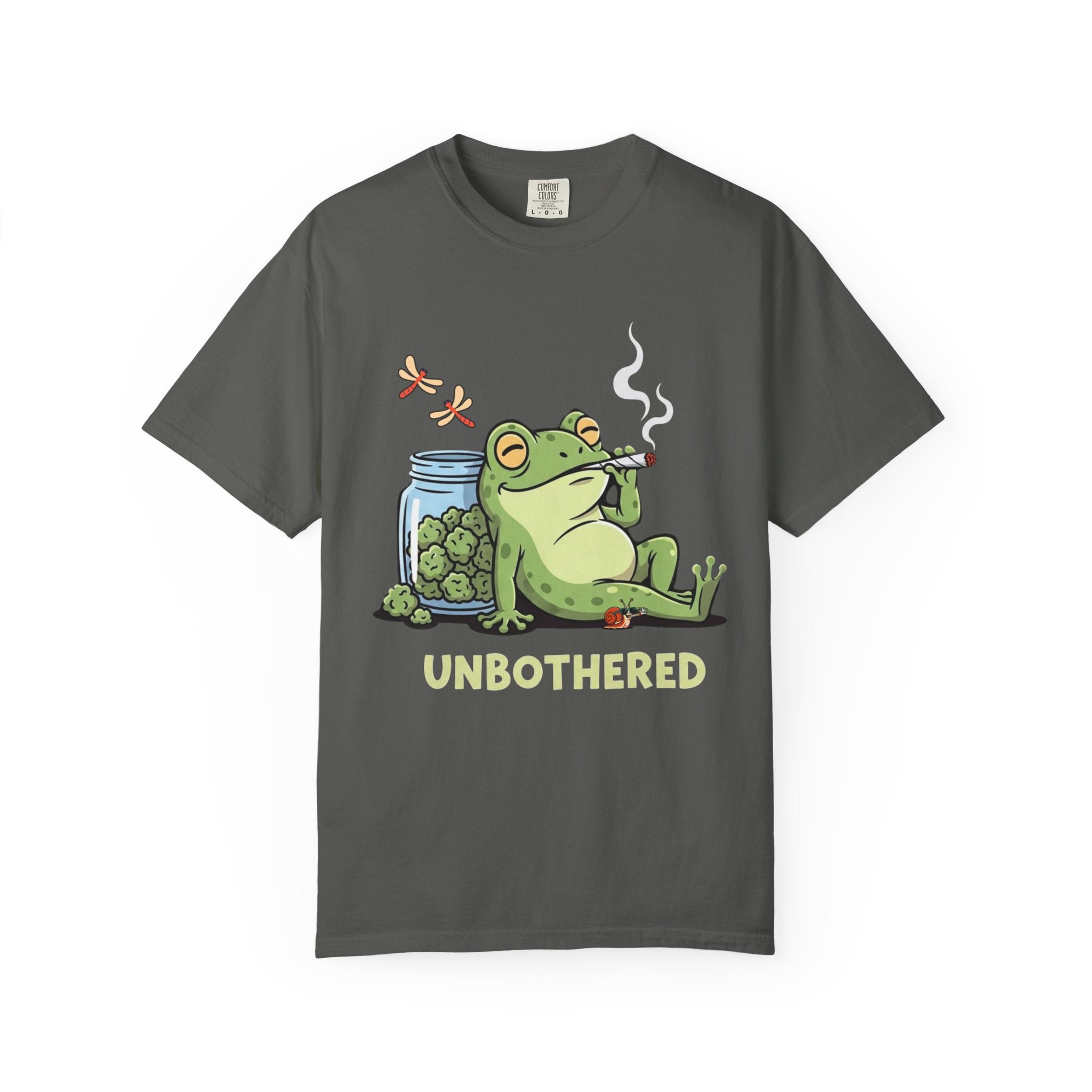 Unbothered Smoking Frog T-shirt | Relaxed Stoner Frog Graphic Tee