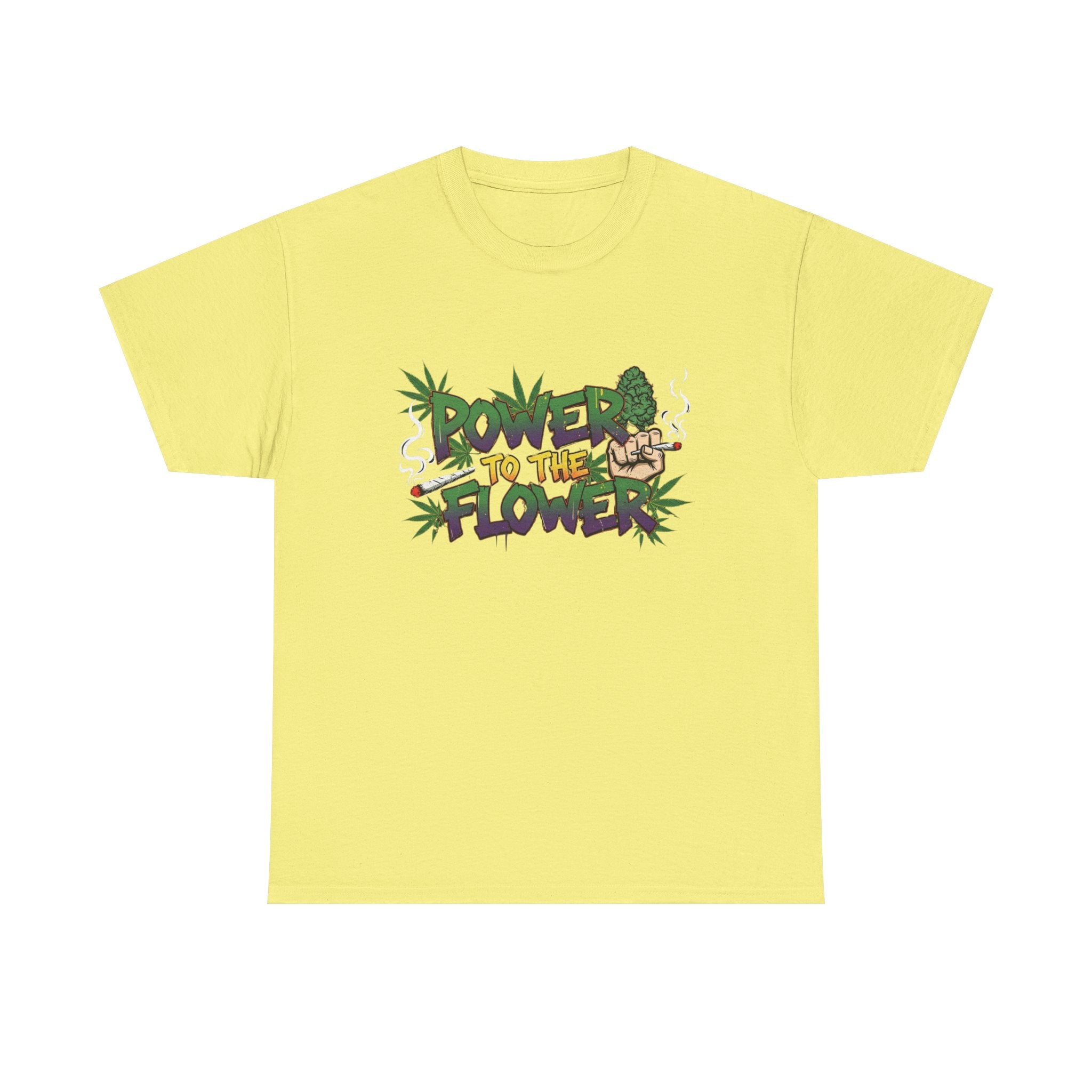 Power to the Flowers Tee | Stoner Conspiracy- Retro Graffiti 420 Leaf