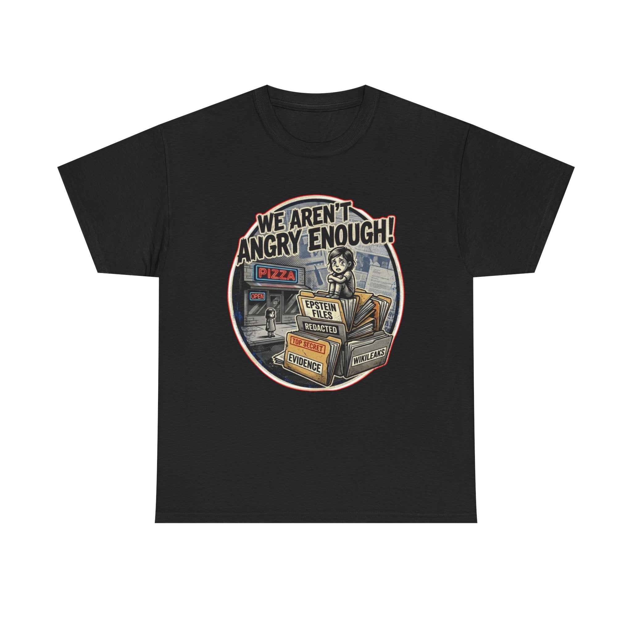 Protest Pizza Box Conspiracy Save the Children T-Shirt | Vintage Riot Art