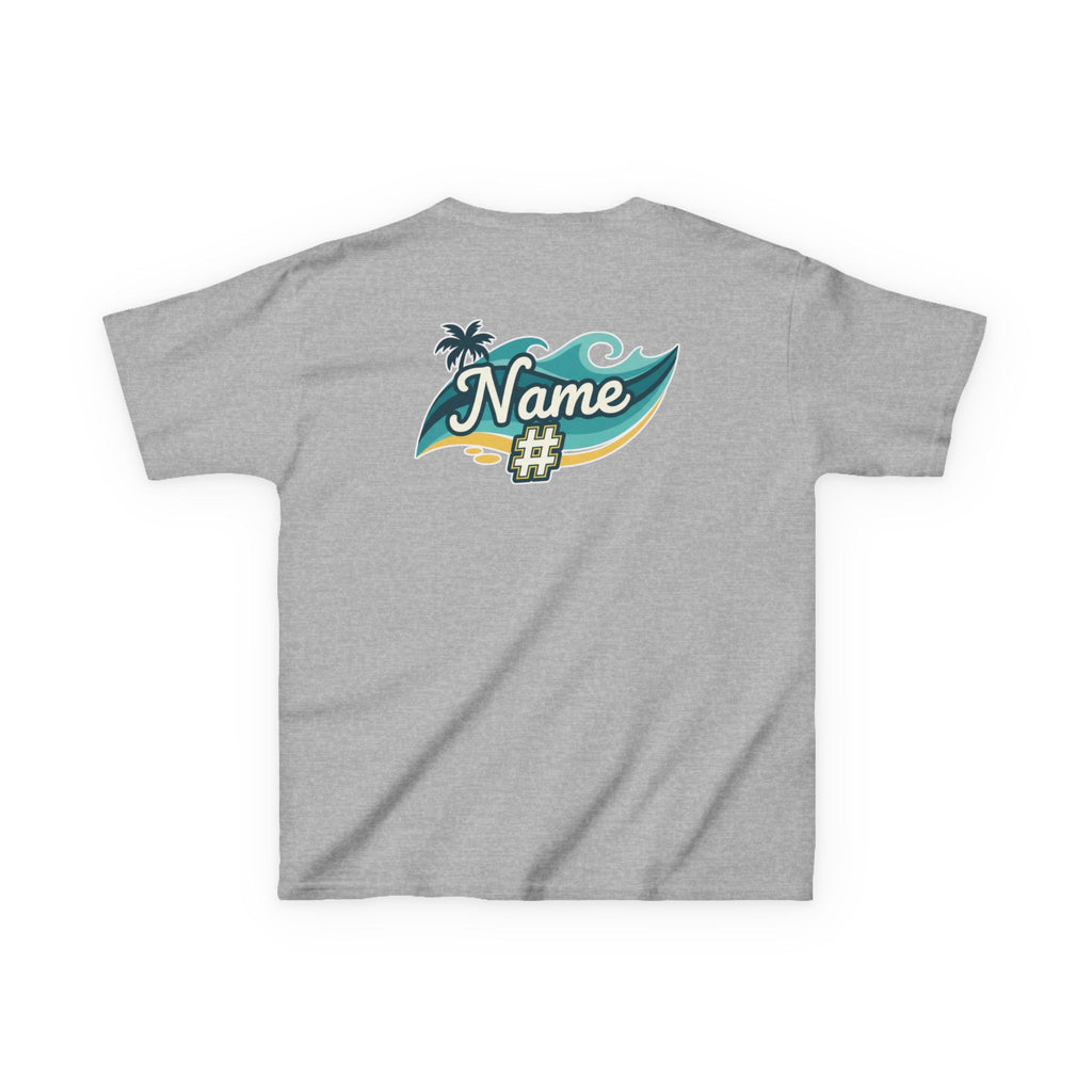 Youth- Coastal Crush softball logo Kids Tee | beach palm wave name number
