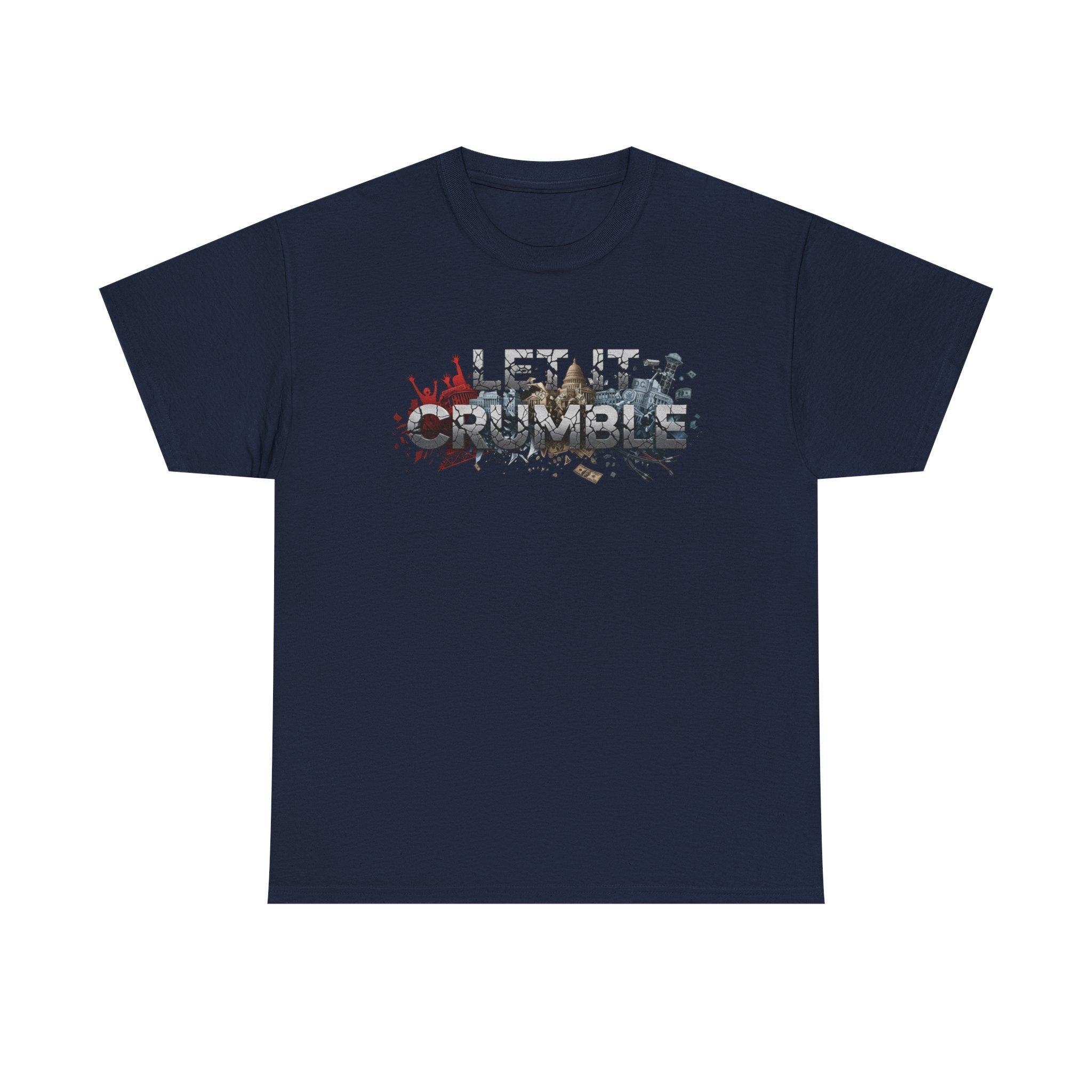 Crumble Text Grunge Broken Lettering Tee | Rust Orange Protest Conspiracy