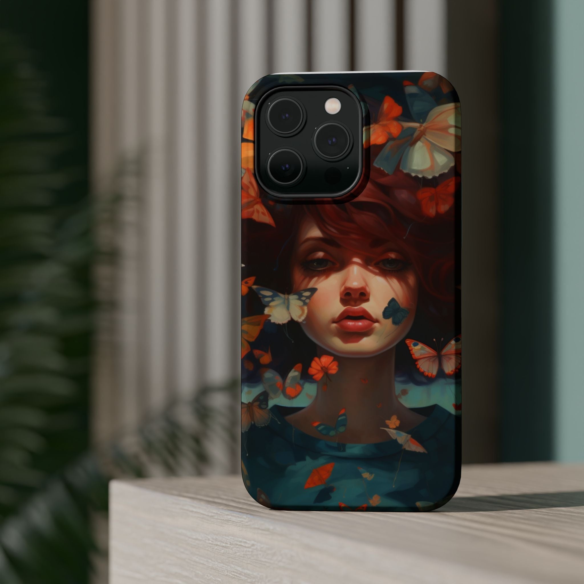 Artistic Butterfly Portrait Phone Case for iPhone & Android — Magnetic Impact-Resistant