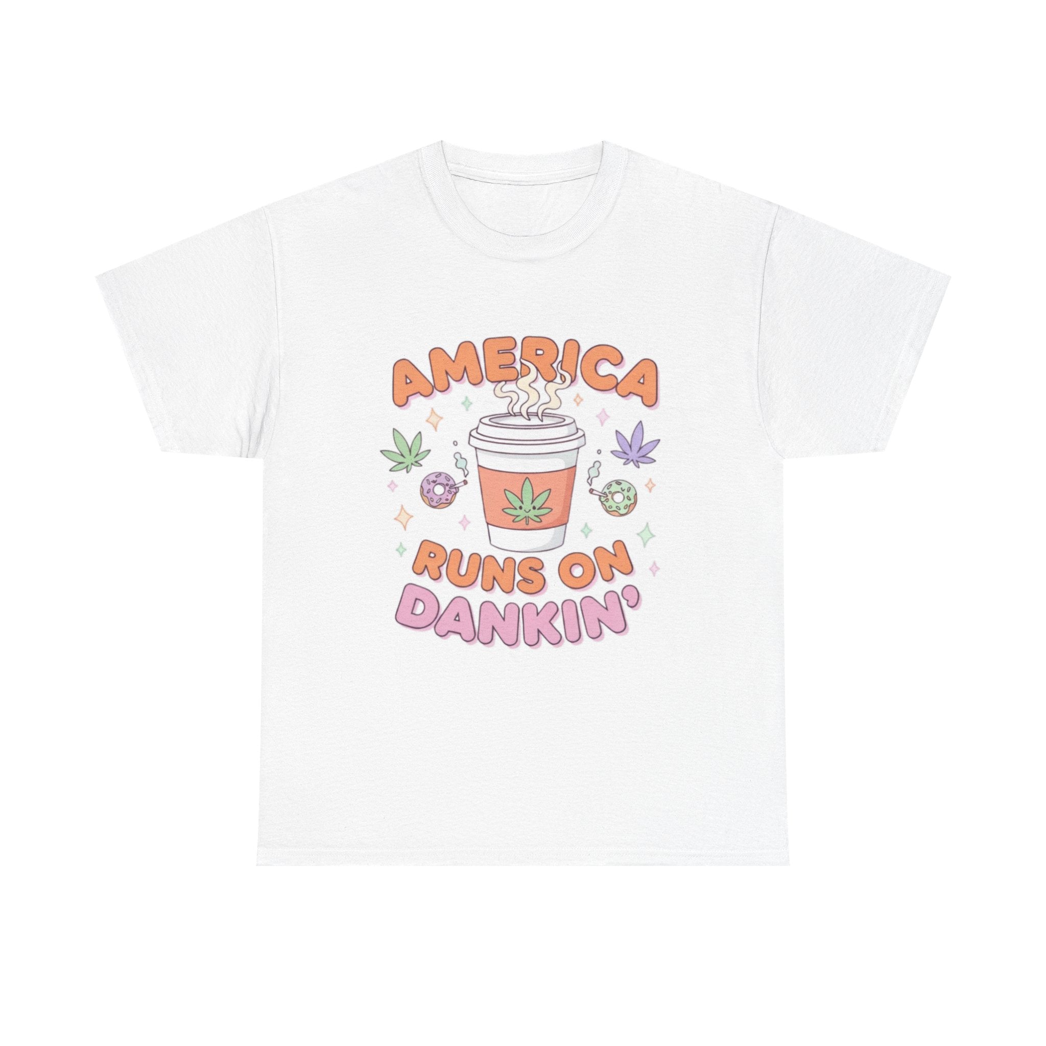 America Runs on Dankin'- Herb Leaf Graphic Tee | Funny Stoner Parody
