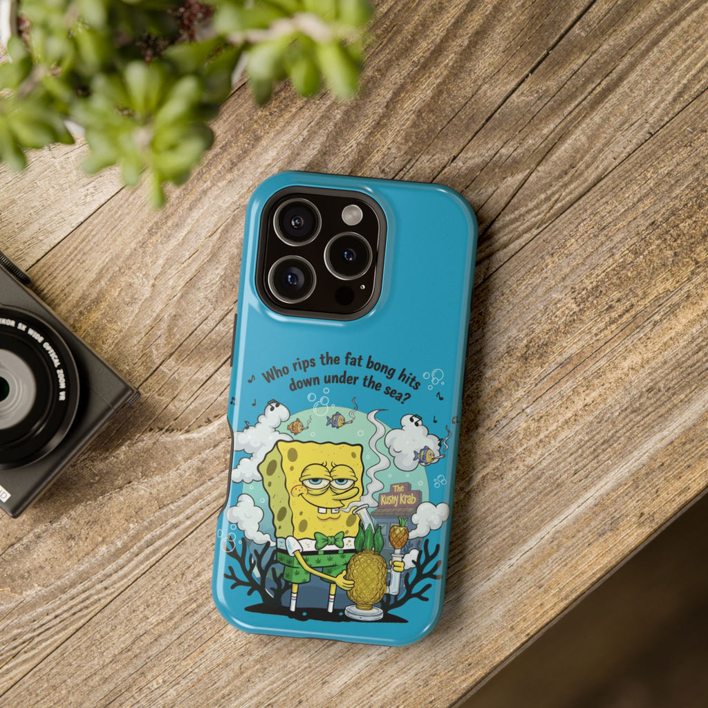 Cartoon Sponge Character with Surfboard & Beach Bong Art- Magnetic Impact-Resistant Phone Case for iPhone & Android