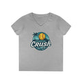 Women's V- Neck- Coastal Crush Softball Logo T-Shirt | Beach Palm Wave Design