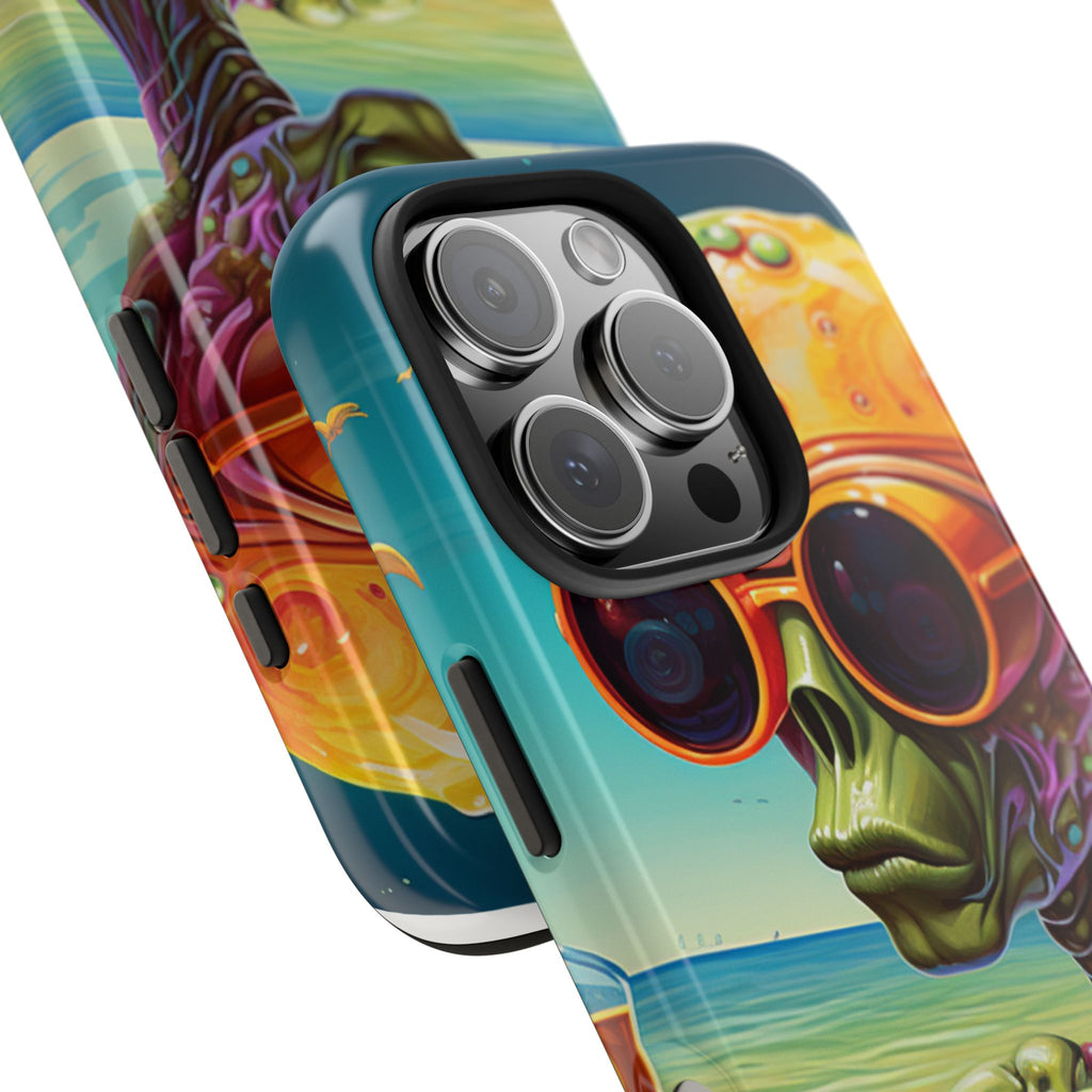 Alien Beach Vibes Phone Case, Tough Phone Case, Cool Phone Accessories, Gift for Alien Lovers, Summer Theme Case, Unique Phone Cover
