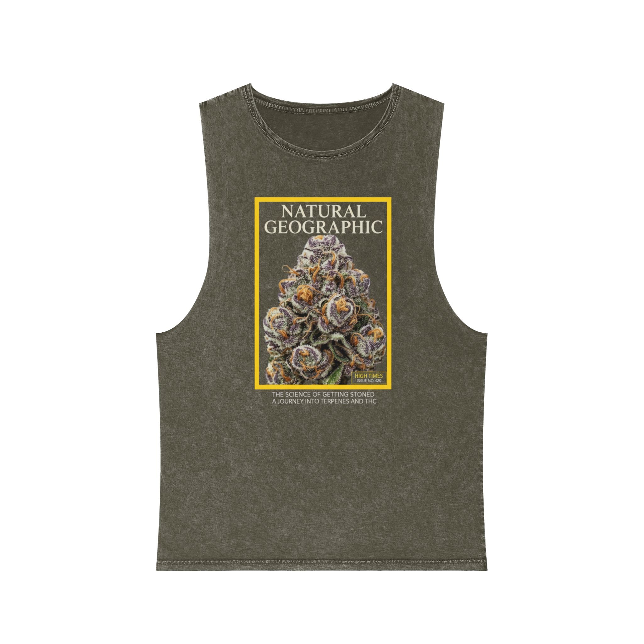 Natural Geographic Bud Tank Top — Stonewash Graphic Muscle Tee