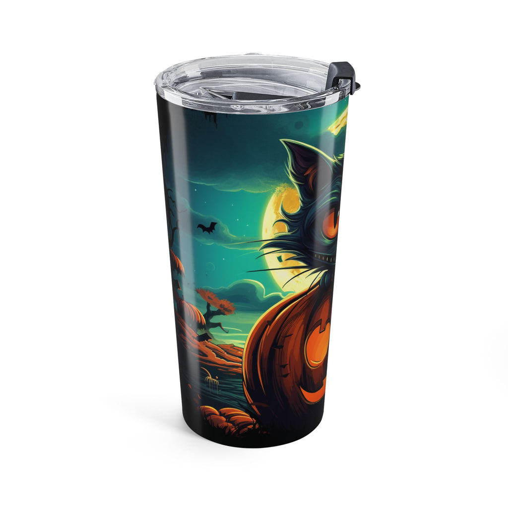 Halloween Cat Tumbler 20oz, Spooky Travel Mug, Autumn Drinkware, Pumpkin Party Cup, Trick or Treat Gift