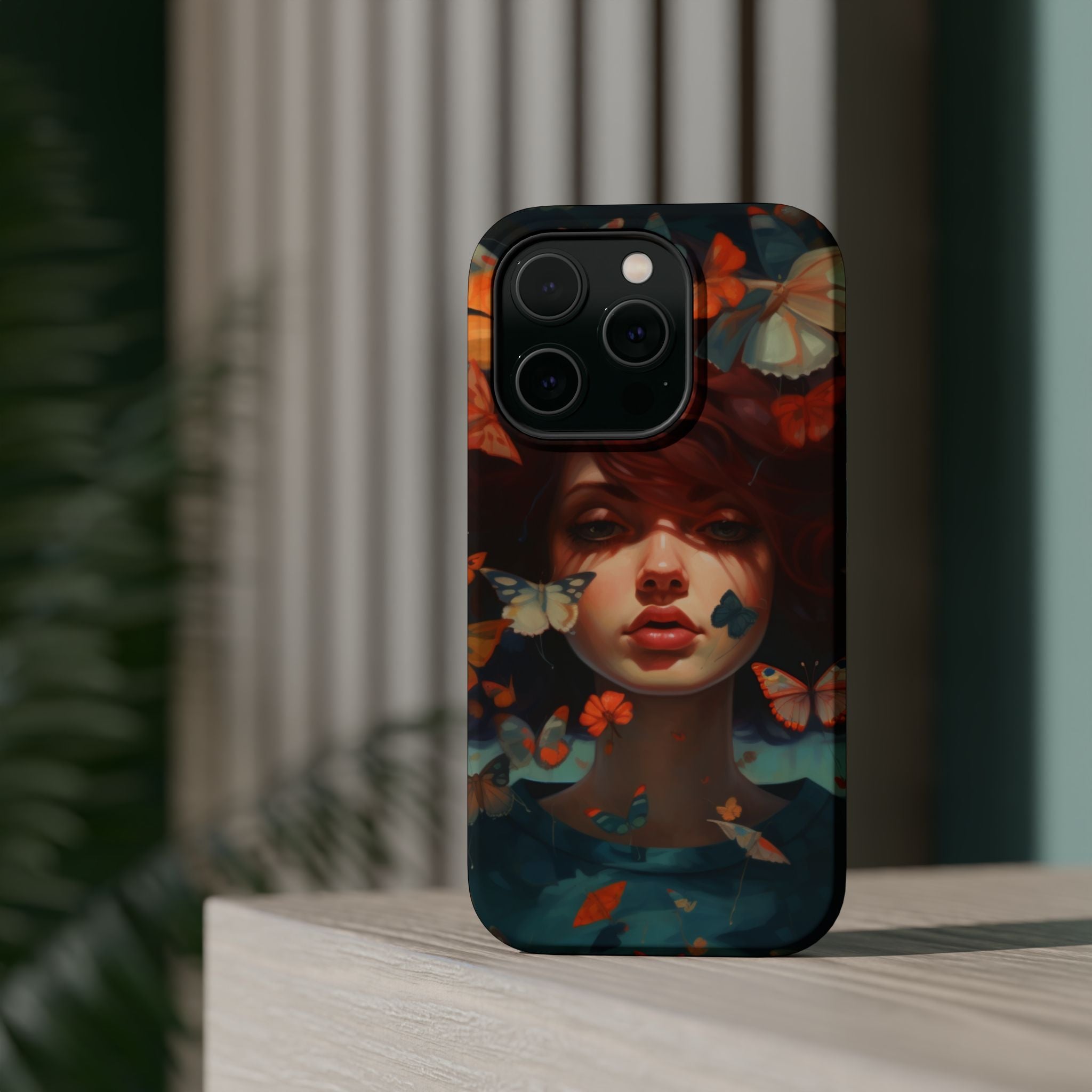 Artistic Butterfly Portrait Phone Case for iPhone & Android — Magnetic Impact-Resistant