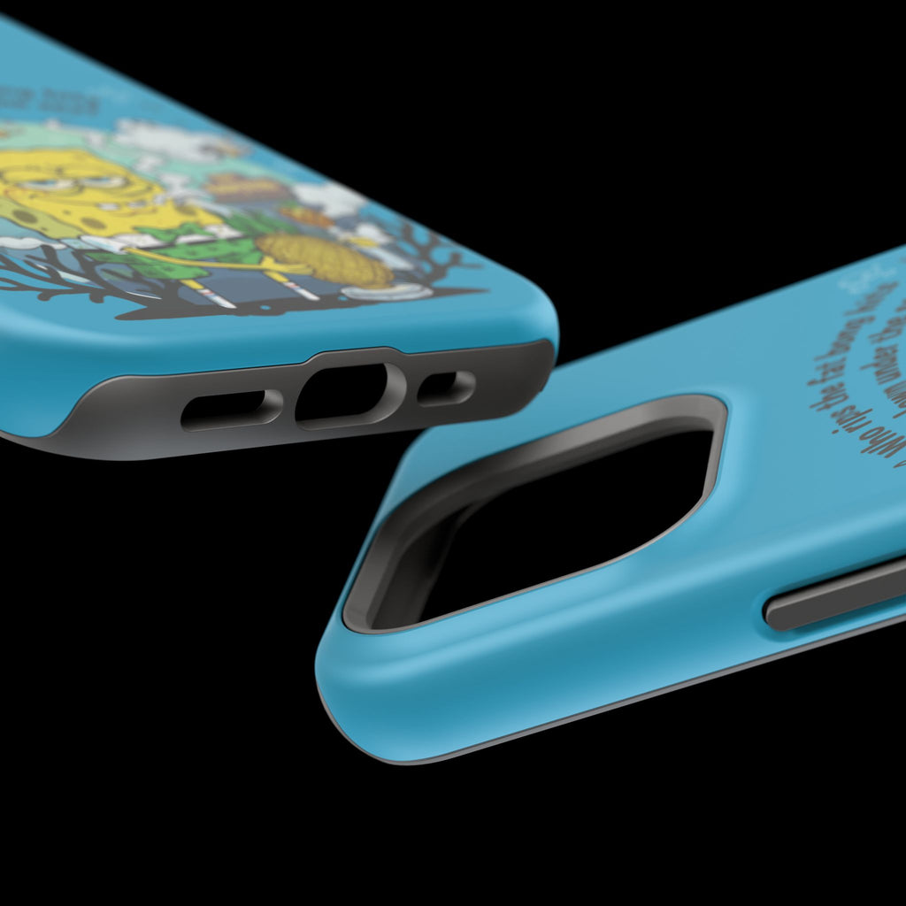 Cartoon Sponge Character with Surfboard & Beach Bong Art- Magnetic Impact-Resistant Phone Case for iPhone & Android