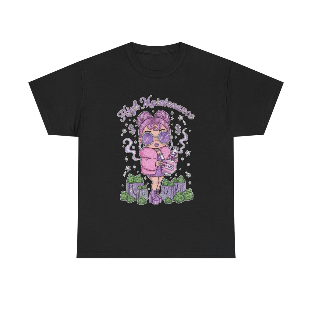 Funny High Maintenance Stoner Unisex Tee, Shopping Graphic Shirt for Men and Women, Hippie Gift, Humorous Tee, Cotton T-Shirt