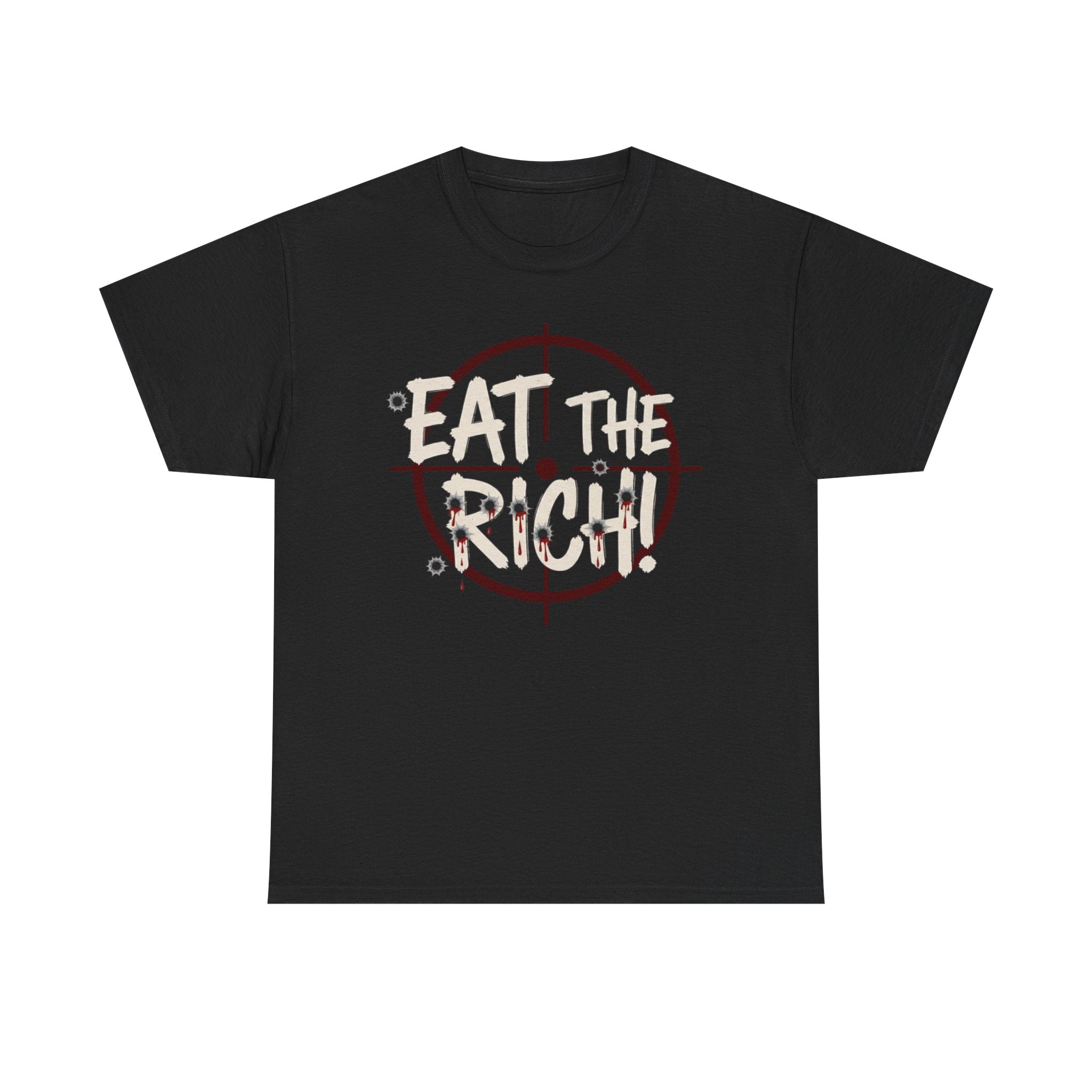Eat The Rich punk slogan tee | distressed graffiti design, conspiracy