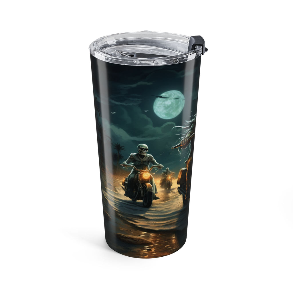 Motorcycle Skull Tumbler 20oz | Dark Night Rider Drinkware | Gift for Biker Lovers, Halloween, Road Trip Accessories, Unique Travel Cup