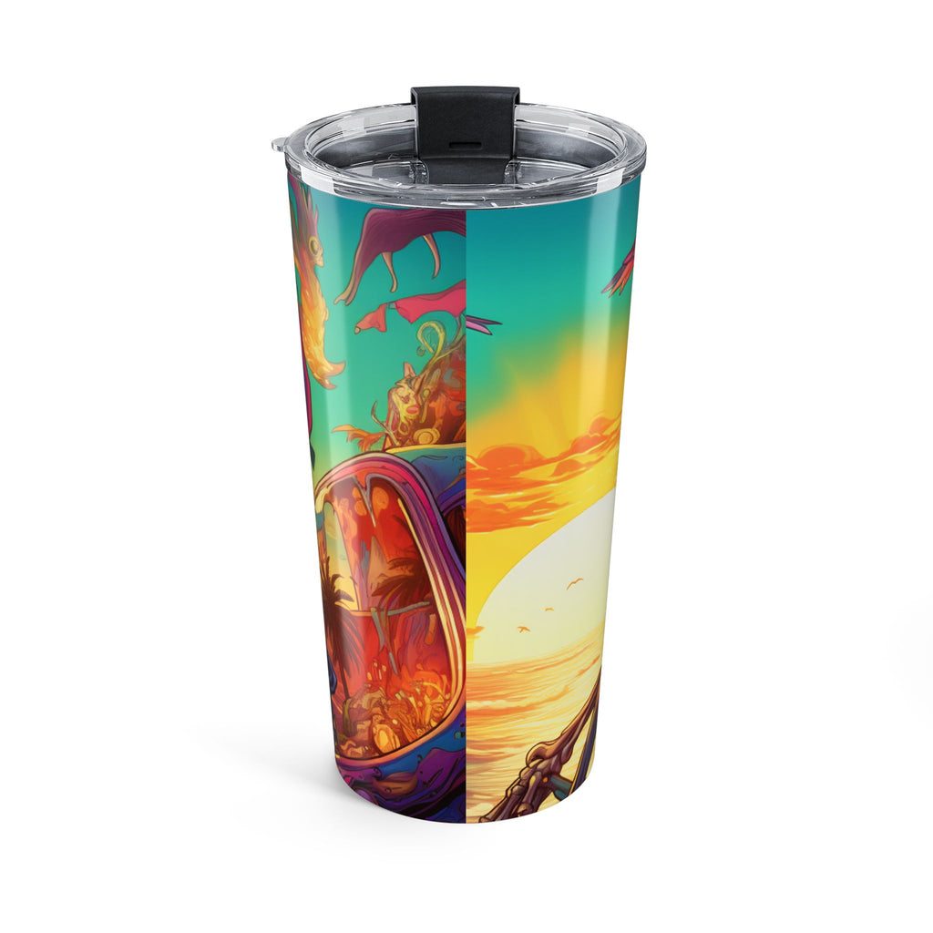 Cool Vibes Skeleton Tumbler - 20oz Travel Cup, Summer Drinkware, Beach Accessories, Skull Art, Party Gift