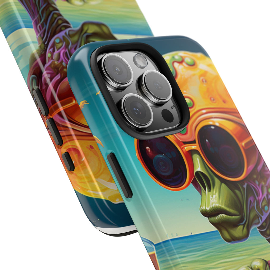 Alien Beach Vibes Phone Case, Tough Phone Case, Cool Phone Accessories, Gift for Alien Lovers, Summer Theme Case, Unique Phone Cover